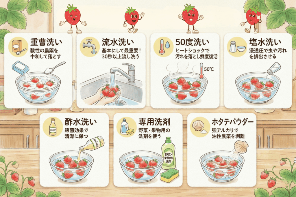 いちごの農薬を落とす方法 7選