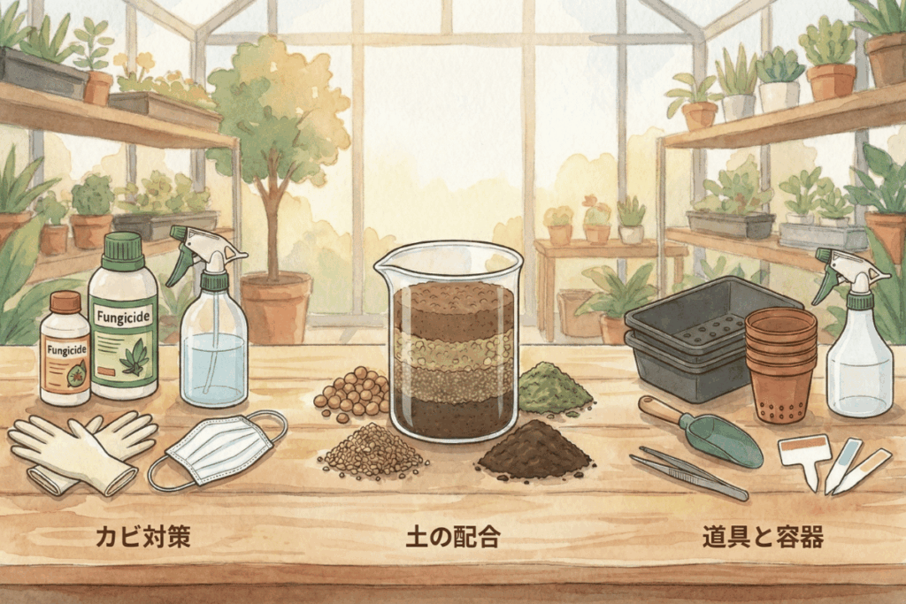 オベサ実生（種まき）に必要な準備と土の配合