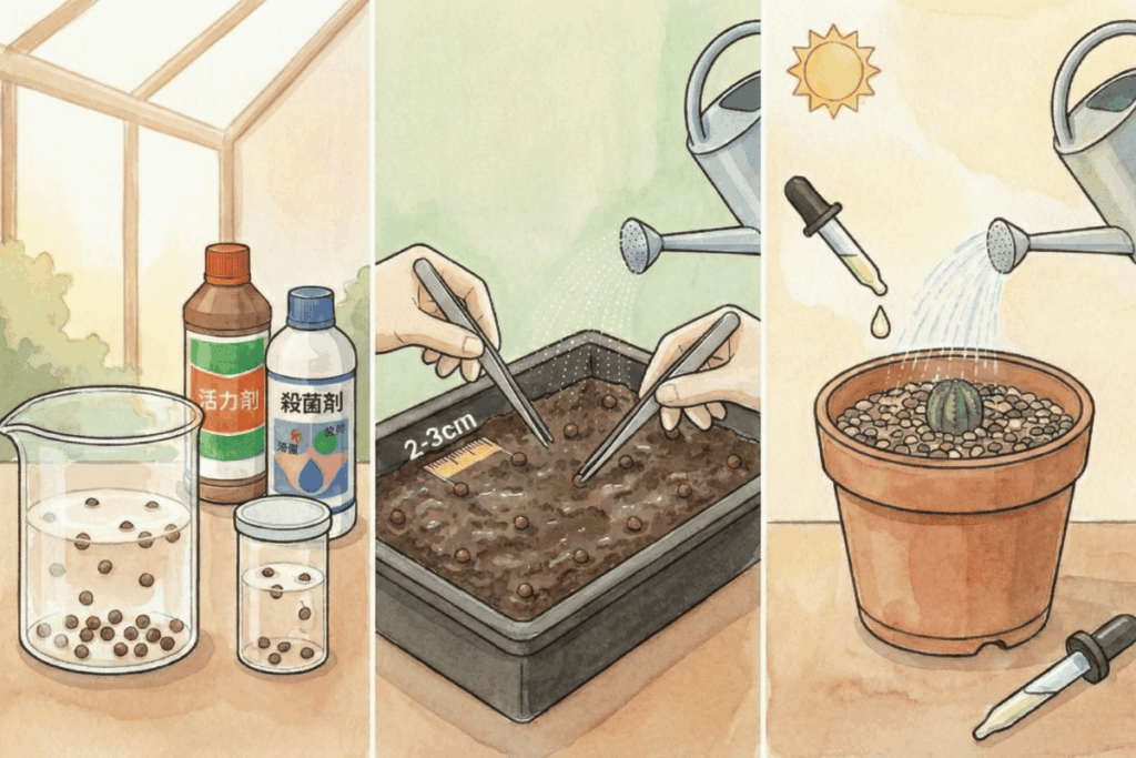 【手順】オベサの実生の種まきから発芽までのやり方