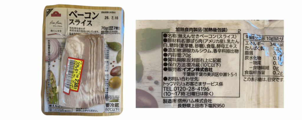 筆者が購入したベーコンスライスの写真