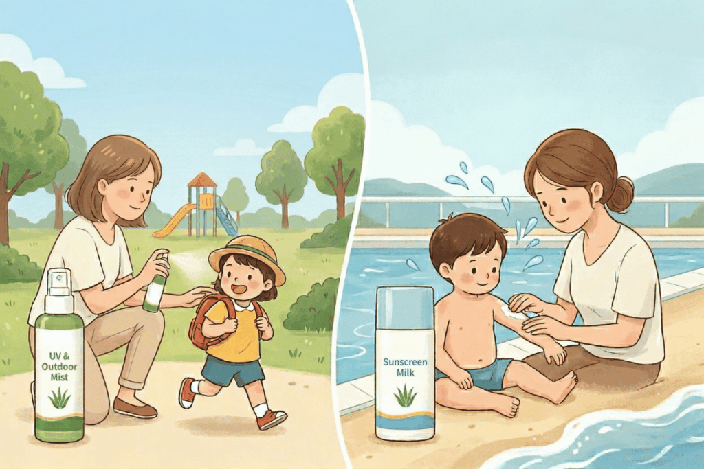 アロベビー日焼け止めのミストとミルクの選び方