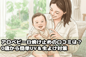 アロベビー日焼け止めの口コミは?0歳から簡単UV&虫よけ対策